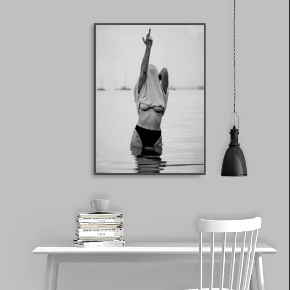 50cmx70cm Feminist Print Black Frame Canvas Wall Art