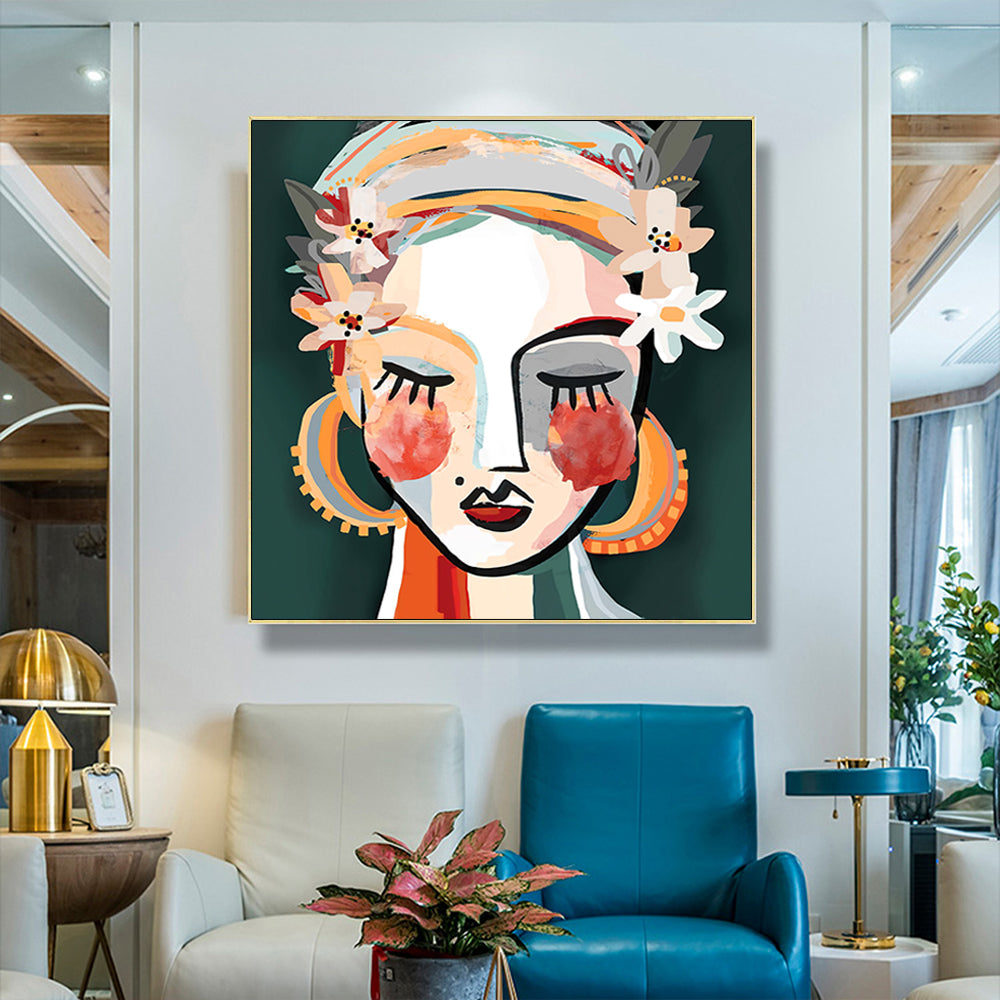 50cmx50cm Striking Sophie II Canvas Wall Art with Gold Frame - A Bold and Modern Piece of Art for Your Home