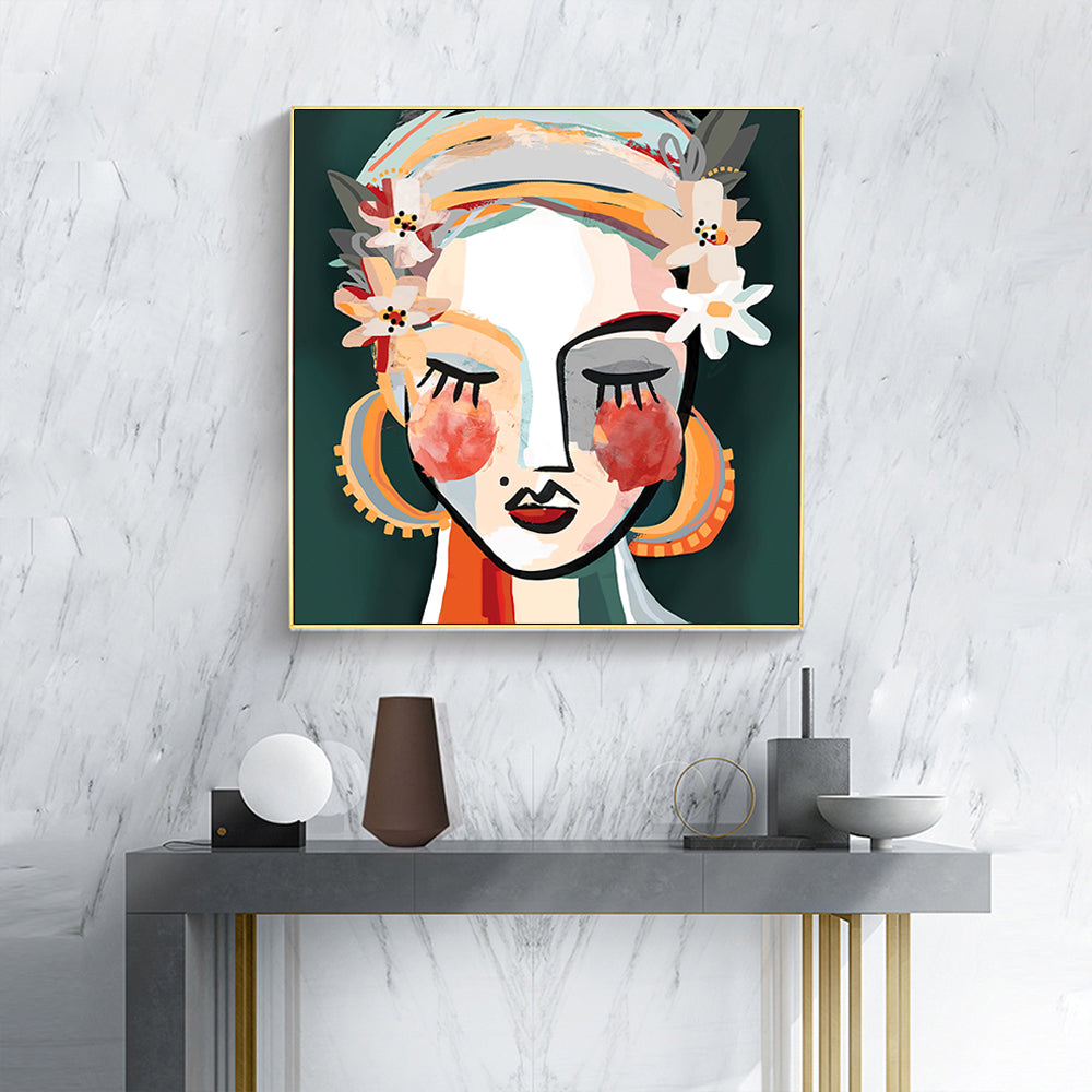 50cmx50cm Striking Sophie II Canvas Wall Art with Gold Frame - A Bold and Modern Piece of Art for Your Home