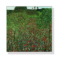 Thumbnail for 50cmx50cm Field of Poppies by Gustav Klimt White Frame Canvas Wall Art - A Sensual and Mysterious Piece of Art Inspired by the Works of Gustav Klimt