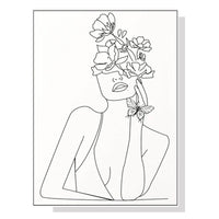 Thumbnail for 50cmx70cm Line Art Girl White Frame Canvas Wall Art