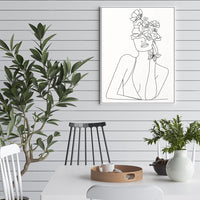 Thumbnail for 50cmx70cm Line Art Girl White Frame Canvas Wall Art