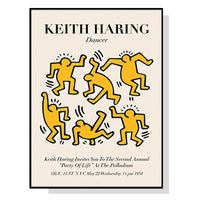 Thumbnail for 50cmx70cm Keith Haring Dancer Yellow Black Frame Canvas Wall Art