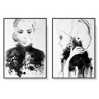 Thumbnail for 50cmx70cm Watercolor Sketch 2 Sets Black Frame Canvas Wall Art