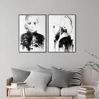 Thumbnail for 50cmx70cm Watercolor Sketch 2 Sets Black Frame Canvas Wall Art