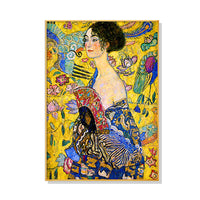 Thumbnail for 60cmx90cm Lady With A fan By Klimt Gold Frame Canvas Wall Art