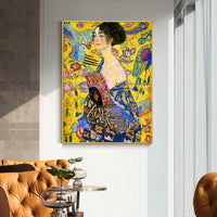 Thumbnail for 60cmx90cm Lady With A fan By Klimt Gold Frame Canvas Wall Art