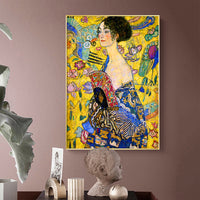 Thumbnail for 60cmx90cm Lady With A fan By Klimt Gold Frame Canvas Wall Art