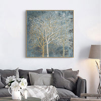 Thumbnail for 60cmx60cm Forest In The Twilight Trees Gold Frame Canvas Wall Art