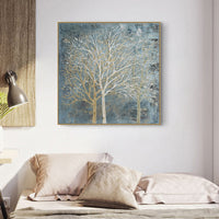 Thumbnail for 60cmx60cm Forest In The Twilight Trees Gold Frame Canvas Wall Art