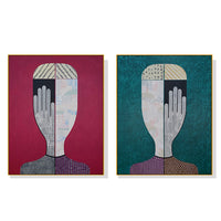 Thumbnail for 50cmx70cm Abstract Man And Woman 2 Sets Gold Frame Canvas Wall Art