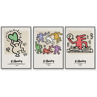 Thumbnail for 40cmx60cm Keith Haring Pop Art 3 Sets Black Frame Canvas Wall Art