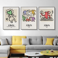 Thumbnail for 40cmx60cm Keith Haring Pop Art 3 Sets Black Frame Canvas Wall Art