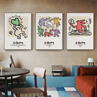 Thumbnail for 40cmx60cm Keith Haring Pop Art 3 Sets Black Frame Canvas Wall Art