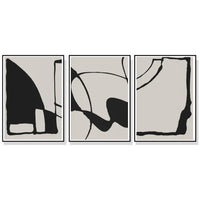 Thumbnail for Black and Beige Abstract Canvas Wall Art Set of 3 with Black Frame (40cm x 60cm)