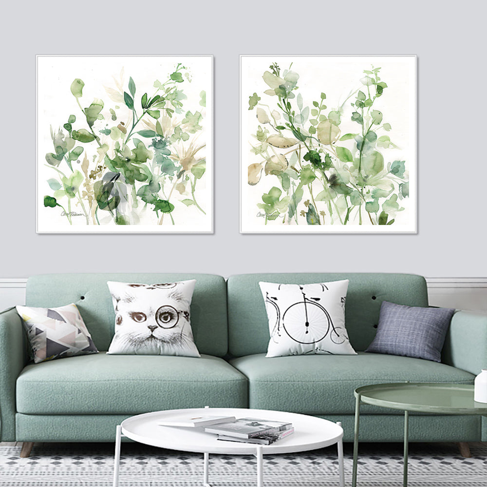 50cmx50cm Charming Sage Garden by Carol Robinson 2 Sets White Frame Canvas Wall Art - A Serene and Relaxing Piece of Art for Your Home