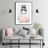 Thumbnail for 50cmx70cm Roses Girl Black Frame Canvas Wall Art