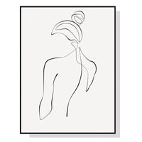 Thumbnail for 50cmx70cm Woman Back Line Art Black Frame Canvas Wall Art