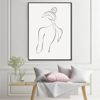 Thumbnail for 50cmx70cm Woman Back Line Art Black Frame Canvas Wall Art