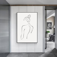 Thumbnail for 50cmx70cm Woman Back Line Art Black Frame Canvas Wall Art