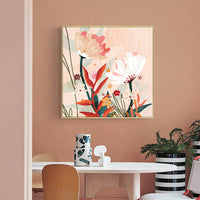 Thumbnail for 50cmx50cm Native Floral Canvas Wall Art with Gold Frame - A Charming and Elegant Piece of Art for Your Home