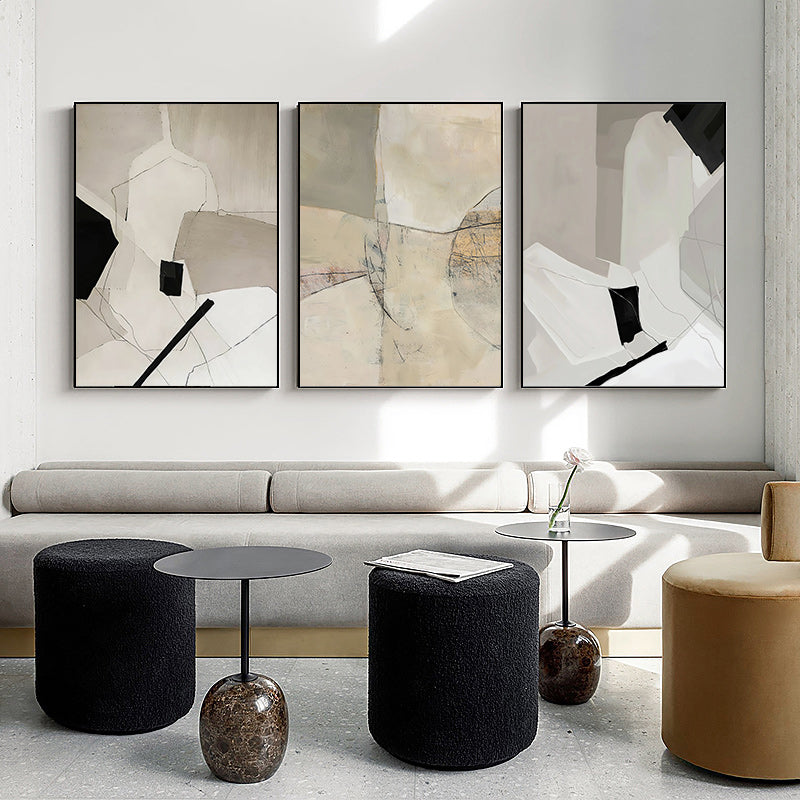 40cmx60cm Modern Abstract 3 Sets Black Frame Canvas Wall Art - Perfect for Living Room, Bedroom, Office