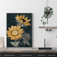 Thumbnail for 50cmx70cm Sunflowers Black Frame Canvas Wall Art