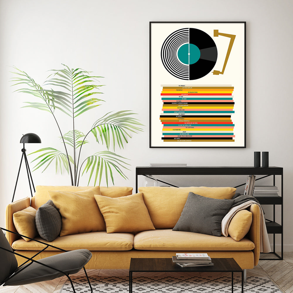 60cmx90cm Music Black Frame Canvas Wall Art