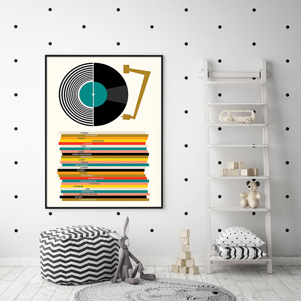 70cmx100cm Music Black Frame Canvas Wall Art