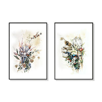 Thumbnail for 50cm x 70cm Berries and Protea Duo Canvas Wall Art: Botanical 2-Piece Set with Sleek Black Frame for Natural Elegance in Home Decor