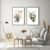 Thumbnail for 50cm x 70cm Berries and Protea Duo Canvas Wall Art: Botanical 2-Piece Set with Sleek Black Frame for Natural Elegance in Home Decor