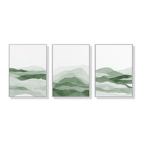 Thumbnail for 40cmx60cm Sage Green Canvas Wall Art Set of 3 - White Frame - A Stylish and Modern Way to Add a Touch of Nature to Your Home