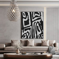 Thumbnail for 50cmx70cm Abstract Black Artwork Black Frame Canvas Wall Art