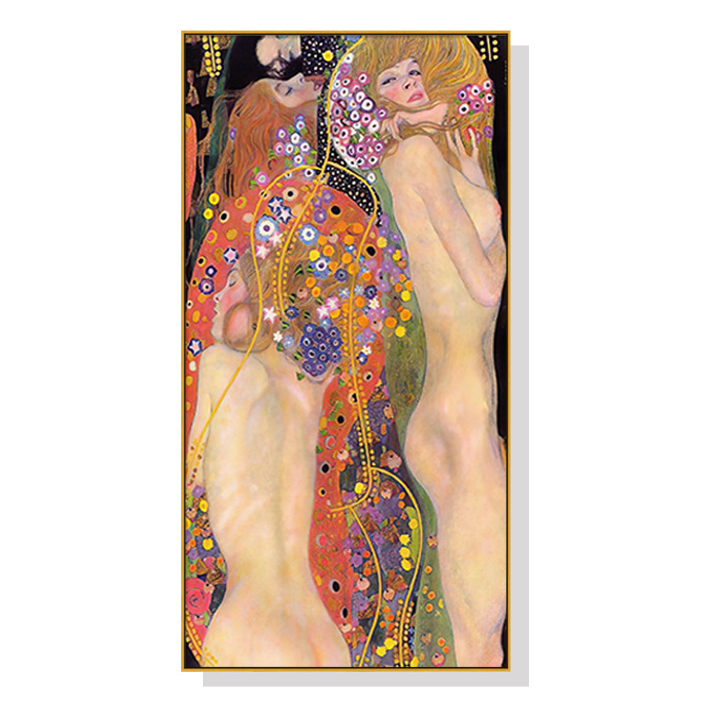 40cmx80cm Water Serpents by Gustav Klimt Gold Frame Canvas Wall Art - A Sensual and Mysterious Piece of Art for Your Home