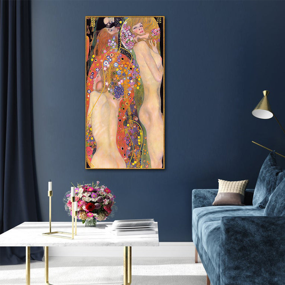 40cmx80cm Water Serpents by Gustav Klimt Gold Frame Canvas Wall Art - A Sensual and Mysterious Piece of Art for Your Home