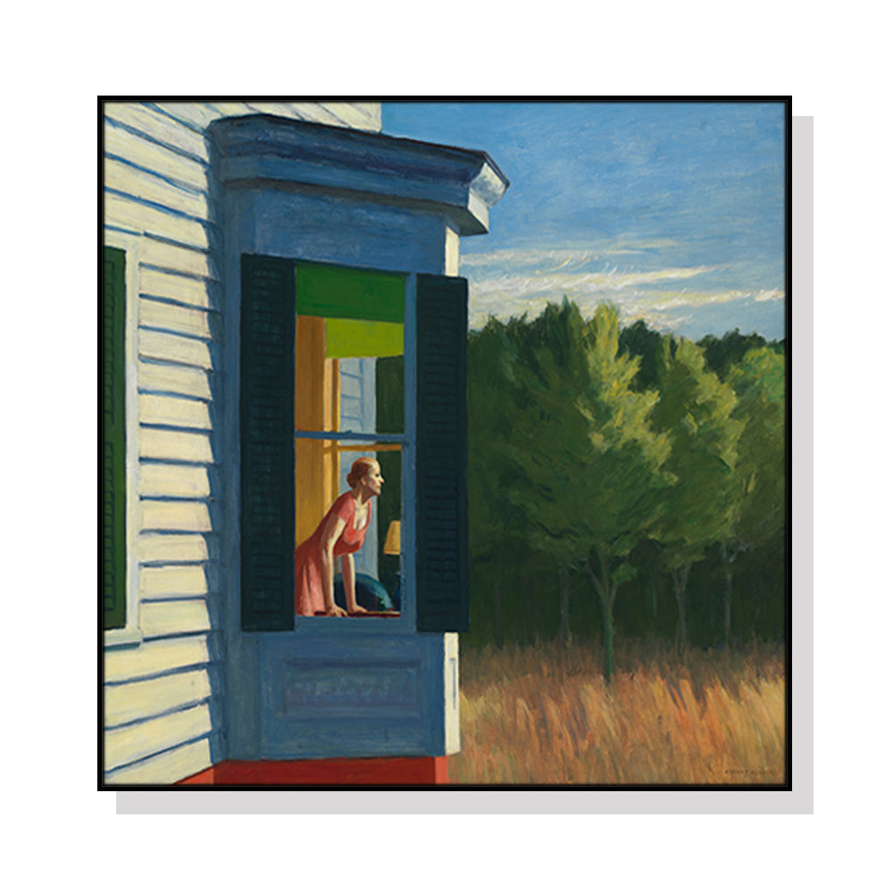 50cmx50cm Cape Cod Morning by Edward Hopper Black Frame Canvas Wall Art - A Classic and Timeless Piece of Art for Your Home