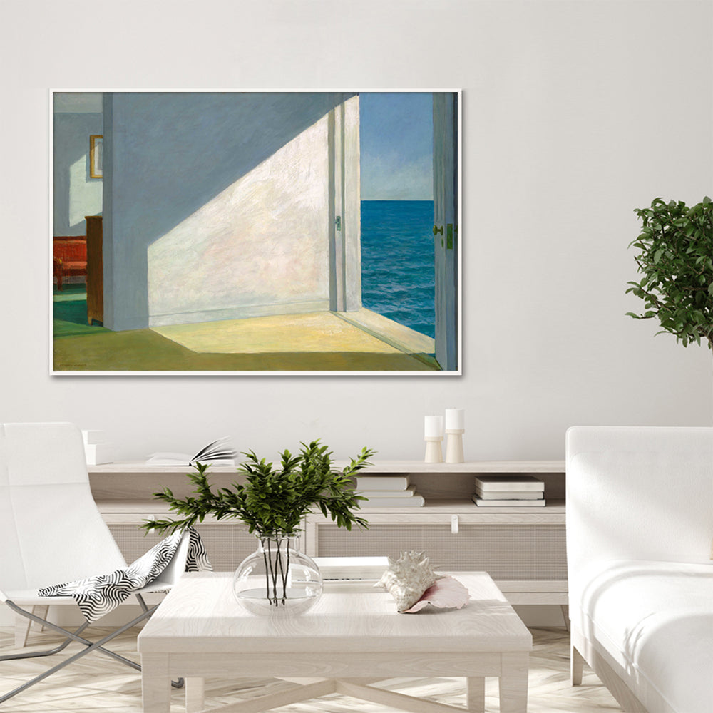 50cmx70cm Room By The Sea By Edward Hopper White Frame Canvas Wall Art