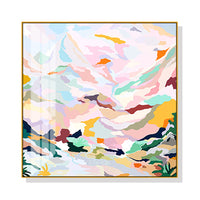 Thumbnail for 60cmx60cm Abstract Pink Mountain Hand Painted Style Gold Frame Canvas Wall Art