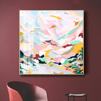 Thumbnail for 60cmx60cm Abstract Pink Mountain Hand Painted Style Gold Frame Canvas Wall Art