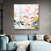 Thumbnail for 60cmx60cm Abstract Pink Mountain Hand Painted Style Gold Frame Canvas Wall Art