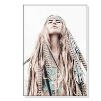 Thumbnail for 50cmx70cm Boho Girl Canvas Wall Art with White Frame - A Stylish and Bohemian Piece of Art for Your Home