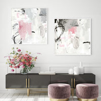 Thumbnail for 50cmx50cm Abstract Pink Grey 2 Sets White Frame Canvas Wall Art