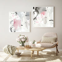 Thumbnail for 50cmx50cm Abstract Pink Grey 2 Sets White Frame Canvas Wall Art