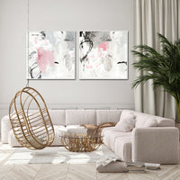 Thumbnail for 50cmx50cm Abstract Pink Grey 2 Sets White Frame Canvas Wall Art