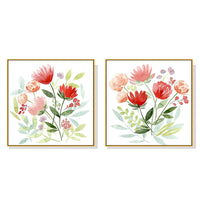 Thumbnail for 50cmx50cm Charming Florals 2 Sets Gold Frame Canvas Wall Art for Home Decor