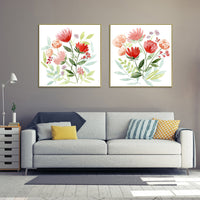 Thumbnail for 50cmx50cm Charming Florals 2 Sets Gold Frame Canvas Wall Art for Home Decor