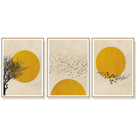 Thumbnail for 40cmx60cm Flock Of Birds Sun Silhouette 3 Sets Gold Frame Canvas Wall Art