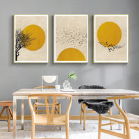 Thumbnail for 40cmx60cm Flock Of Birds Sun Silhouette 3 Sets Gold Frame Canvas Wall Art