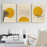 Thumbnail for 40cmx60cm Flock Of Birds Sun Silhouette 3 Sets Gold Frame Canvas Wall Art