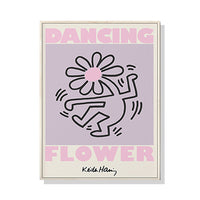 Thumbnail for 50cmx70cm Keith Haring Dancing Flower Wood Frame Canvas Wall Art